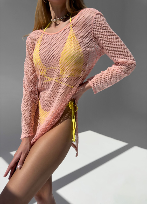 Mesh long sleeve, cape, peach00-00003115
