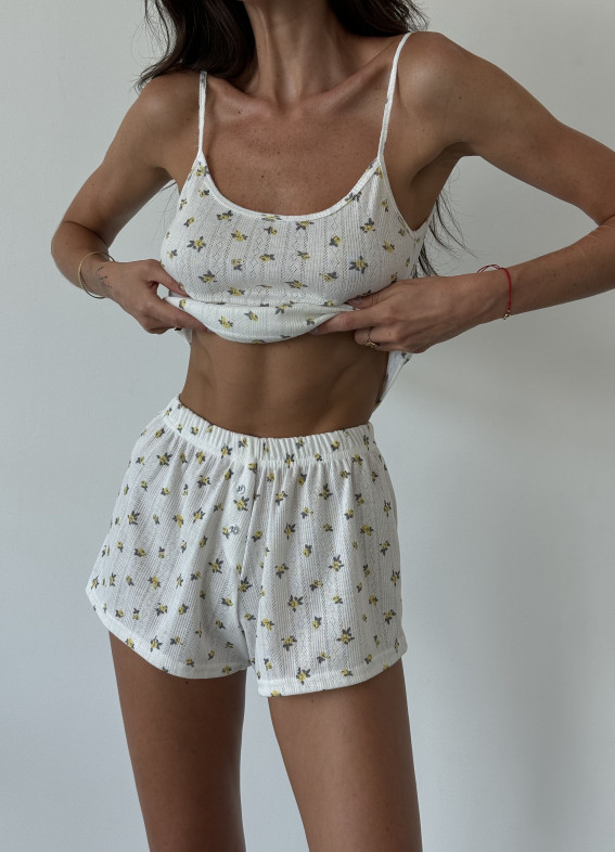 Abby, Pyjama mit top, weiß und gelb00-00004583-k
