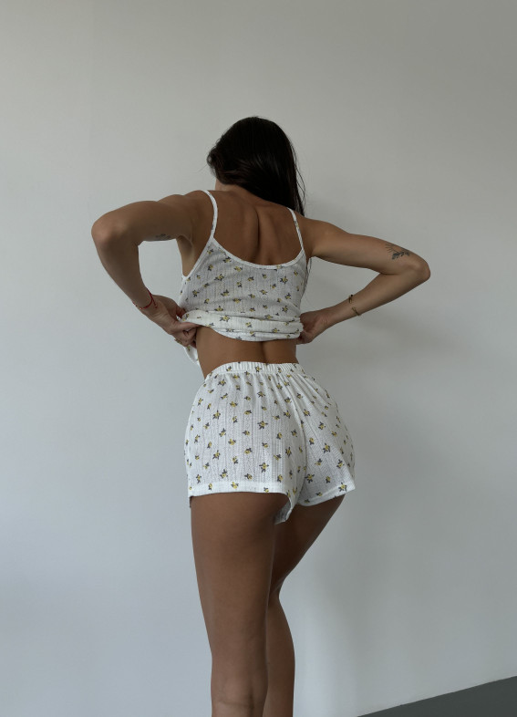 Abby, Pyjama mit top, weiß und gelb00-00004583-k