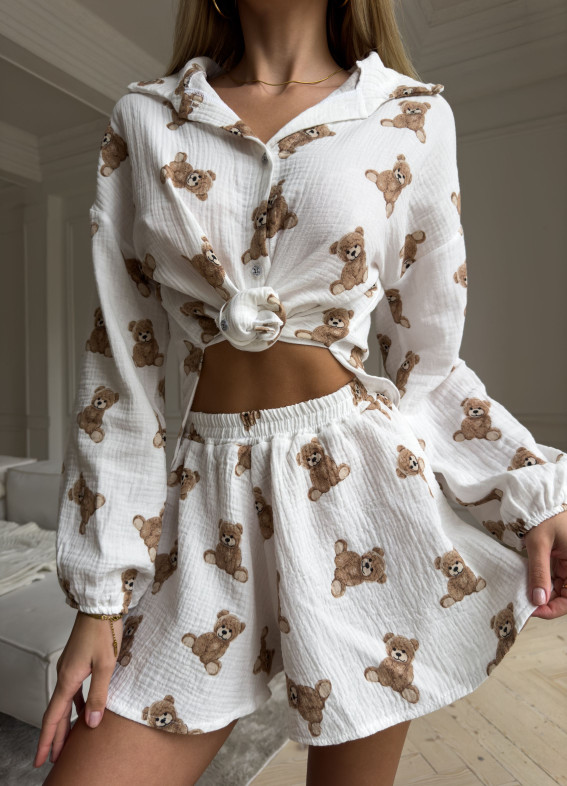 Teddy-Musselin-Pyjama, weiß00-00004672-k