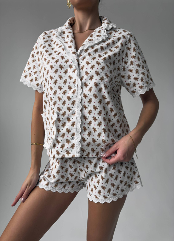 Lebkuchenplätzchen, Pyjamas, weiß00-00004746-k