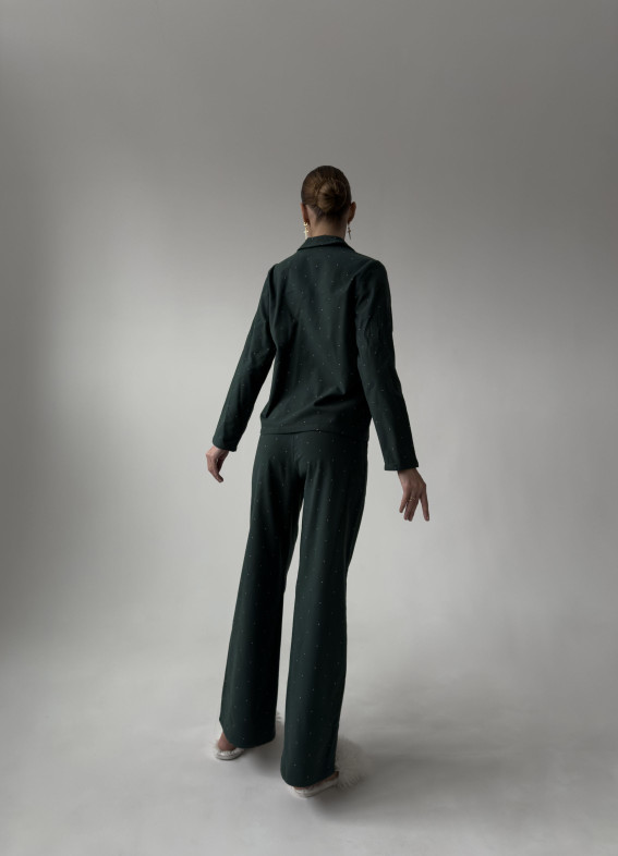 Tiana Flanell-Pyjama mit Punkten, grün00-00004792-k