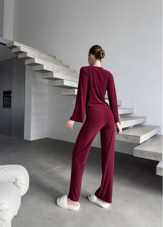 Mel, Pyjama, burgunderrot00-00004841-k